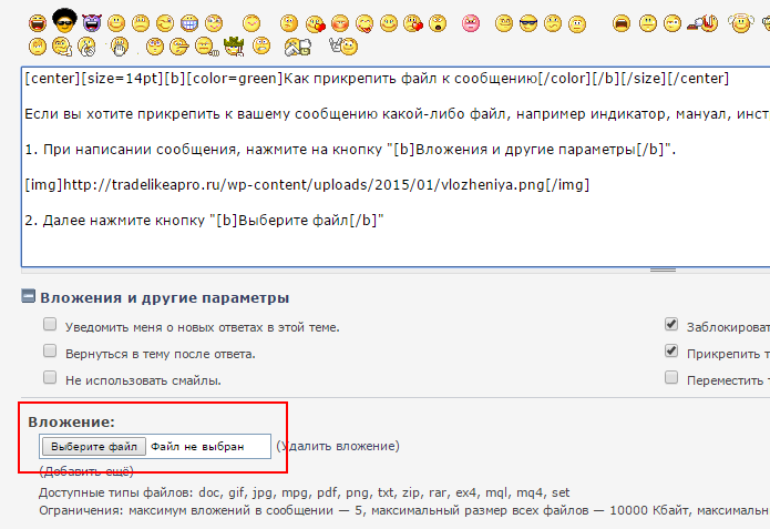 Вложить файл